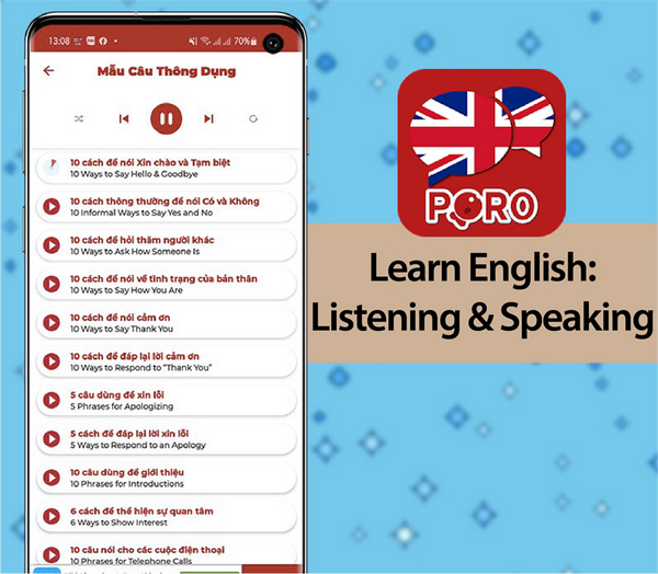 Learn English - Listening and Speaking là một ứng dụng học tiếng Anh giao tiếp, luyện nghe, luyện nói miễn phí mà bạn không nên bỏ qua