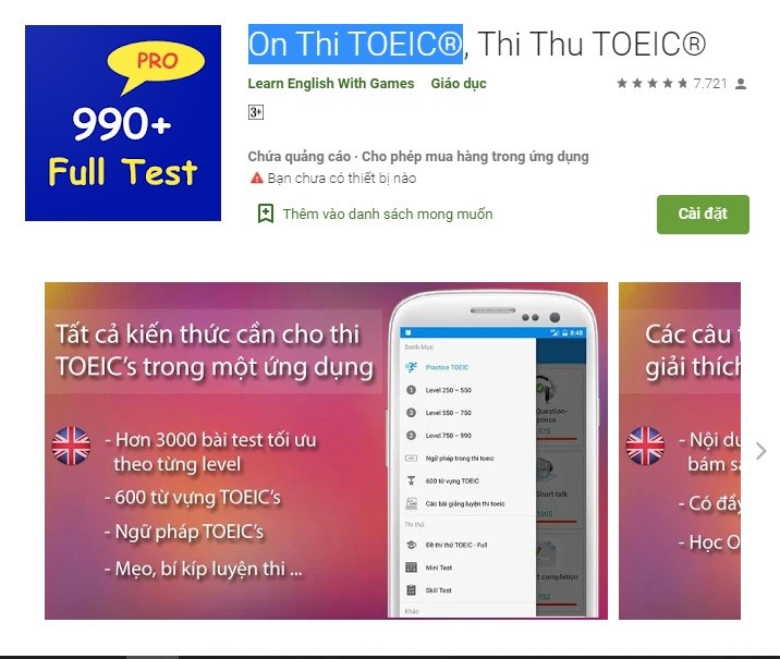 TOEIC Test - App học Toeic cho người mới bắt đầu