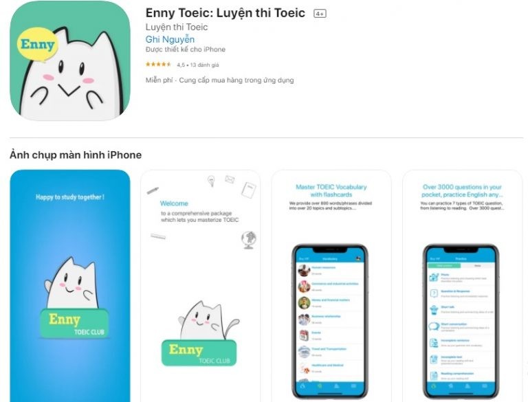 Enny TOEIC là app học TOEIC cho người mới bắt đầu hoàn toàn miễn phí với 2 kỹ năng cấp tốc