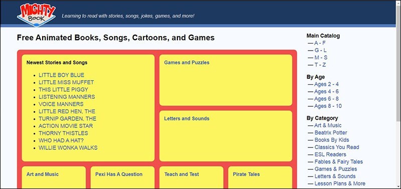 MightyBook.com là trang web học tiếng Anh giao tiếp online tập trung vào sách và truyện tương tác dành cho trẻ em