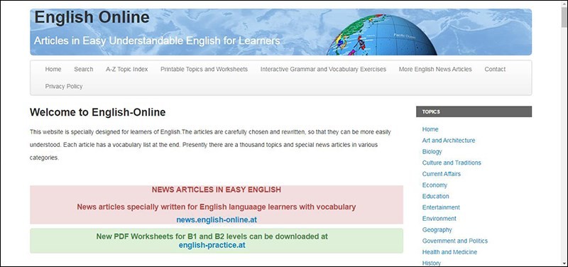 English Online là trang web học tiếng Anh giao tiếp online hoàn toàn miễn phí