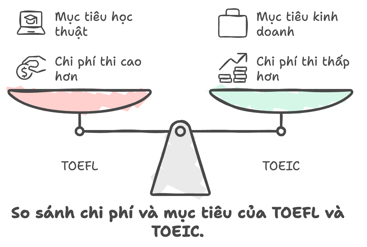 so sánh các khía cạnh của TOEFL và TOEIC